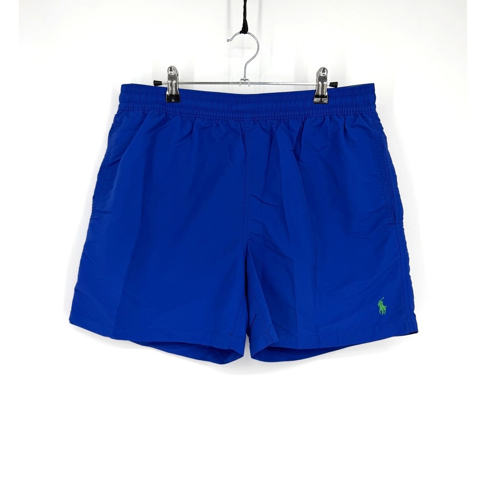 Polo Ralph Lauren Mens Royal Blue Swim Suit Trunk Green Pony Sz Large Mesh Lined